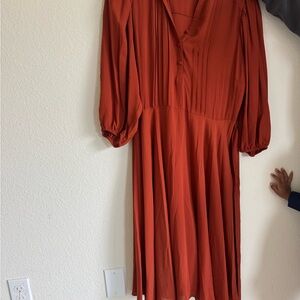 Chic Long Sleeve Rust Dress